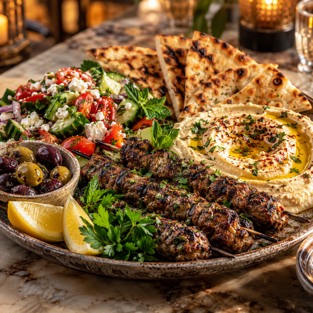 Charcoal Lamb Kofta Mezze